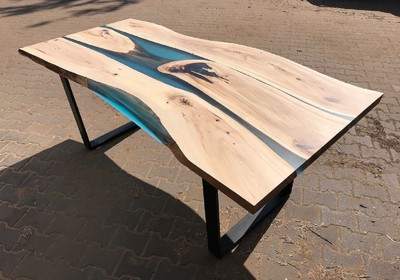 Casa Padrino mesa de comedor de lujo natural / azul / negro 160 cm