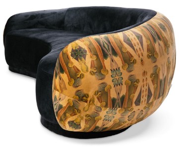 Casa Padrino Luxus Sofa Schwarz / Beige / Mehrfarbig 260 cm