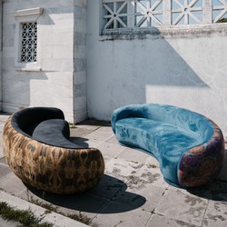 Casa Padrino sofá de lujo negro / beige / multicolor 260 cm