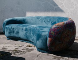 Casa Padrino sofá de salón de lujo azul / multicolor 260 cm