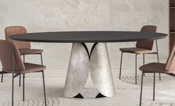 Ovaler Luxus Esstisch Schwarz Silber