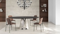 Ovaler Luxus Esstisch Schwarz Silber