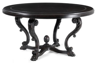 Casa Padrino table à manger baroque de luxe noir antique Ø 150 cm - Fabriqué en Italie