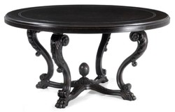 Runder Luxus Barock Massivholz Esstisch Antik Schwarz