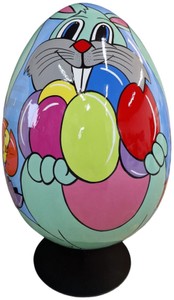 Casa Padrino Huevo de Pascua Decorativo XXL de Lujo con Soporte Colorido / Negro 75-95 cm