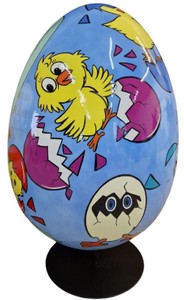 Casa Padrino Huevo de Pascua Decorativo XXL de Lujo con Soporte Multicolor / Negro 75-95 cm
