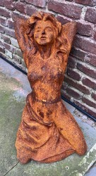 Jugendstil Garten Terrassen Deko Skulptur Figur Frau Rost
