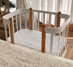Casa Padrino Lettino per Bambini di Lusso in Legno Massello Grigio / Naturale 95 cm