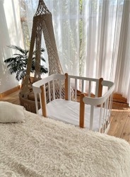 Casa Padrino Lettino per Bambini di Lusso in Legno Massello Grigio / Naturale 95 cm