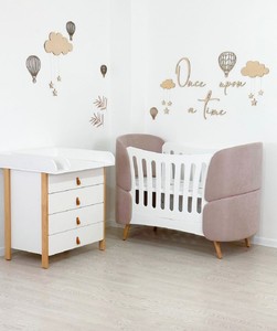 Casa Padrino Luxus Babybett Weiß / Grau / Naturfarben 145 cm