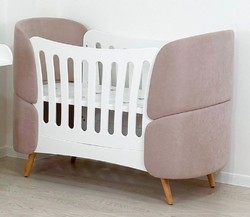 Casa Padrino Cama de Bebé de Lujo Blanco / Gris / Natural 145 cm