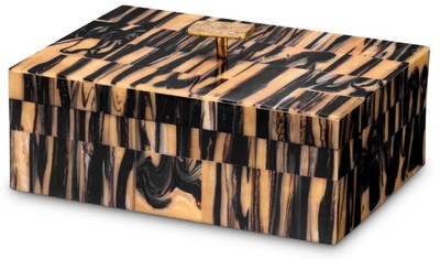 Luxus Schmuckschatulle Schmuckkasten Aufbewahrungsbox Naturfarben Schwarz Messing