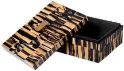Luxus Schmuckschatulle Schmuckkasten Aufbewahrungsbox Naturfarben Schwarz Messing
