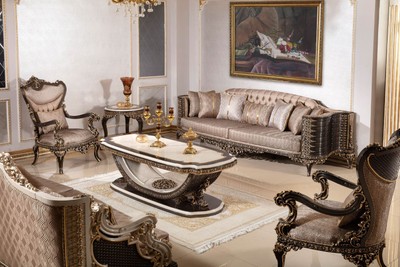 Casa Padrino Luxus Barock Beistelltisch Creme / Dunkelbraun / Gold