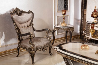 Casa Padrino Luxus Barock Beistelltisch Creme / Dunkelbraun / Gold