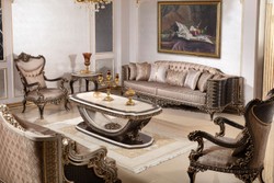 Prunkvoller Luxus Barock Massivholz Beistelltisch Creme Dunkelbraun Gold