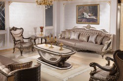 Prunkvoller Luxus Barock Massivholz Beistelltisch Creme Dunkelbraun Gold