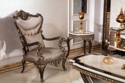 Prunkvoller Luxus Barock Massivholz Beistelltisch Creme Dunkelbraun Gold