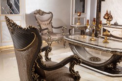 Prunkvoller Luxus Barock Massivholz Beistelltisch Creme Dunkelbraun Gold