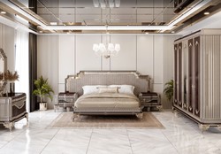 Casa Padrino letto matrimoniale barocco di lusso e 2 comodini grigio / marrone scuro / oro