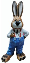 Luxus XXL Garten Deko Skulptur Figur Hase Mehrfarbig