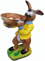 Osterdeko Figur Skulptur Hase mit Schüssel Mehrfarbig
