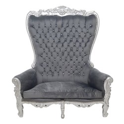 Casa Padrino Fauteuil Double Trône Baroque Gris Argent Bling Meubles Casa Padrino Fauteuil Double Trône Baroque Gris Argent Bling Meubles