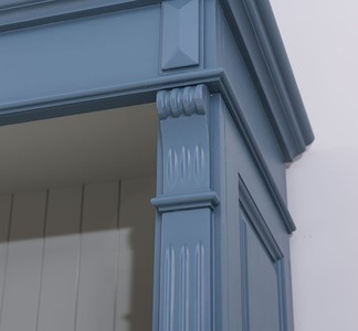 Casa Padrino Landhaus Stil Bücherschrank mit Leiter Stahlblau / Grau 