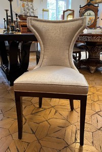 Casa Padrino chaise de salle à manger Art Déco de luxe argent / marron foncé