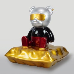 Casa Padrino figura decorativa XXL osito de peluche con almohada multicolor A. 100 cm
