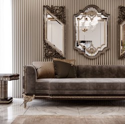 Luxus Barock Wohnzimmer Sofa Grau Dunkelbraun Gold
