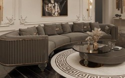Casa Padrino sofá de 4 plazas Art Deco de lujo gris oscuro / oro 400 cm