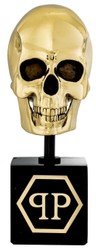 Philipp Plein calavera decorativa de diseño de lujo oro / negro A. 20 cm