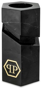 Philipp Plein objeto decorativo de mármol de diseño de lujo negro / oro A. 36 cm