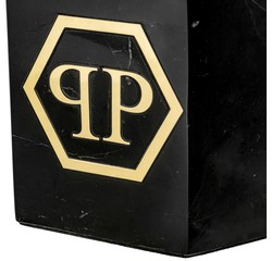 Philipp Plein objeto decorativo de mármol de diseño de lujo negro / oro A. 36 cm