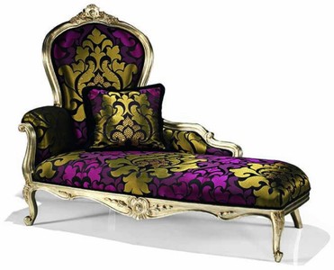 Prunkvolle Luxus Barock Chaiselongue Lila Schwarz Gold