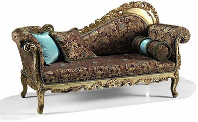 Prunkvolle Luxus Barock Chaiselongue Braun Türkis Gold