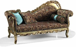 Casa Padrino chaise longue barocco di lusso marrone / turchese / oro 196 cm - Fatto in Italia