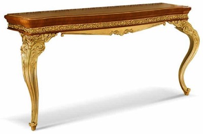 Prunkvolle Luxus Barock Massivholz Konsole Braun Gold