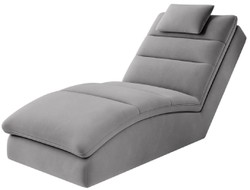 Casa Padrino chaise longue de terciopelo de lujo con cojín para la cabeza gris 170 cm