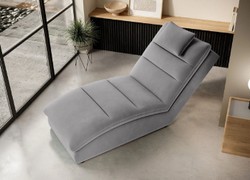 Casa Padrino chaise longue de terciopelo de lujo con cojín para la cabeza gris 170 cm