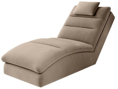 Casa Padrino chaise longue di lusso in velluto con cuscino poggiatesta marrone chiaro 170 cm