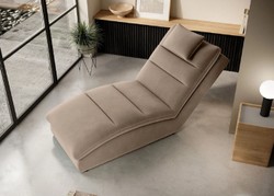 Casa Padrino chaise longue di lusso in velluto con cuscino poggiatesta marrone chiaro 170 cm