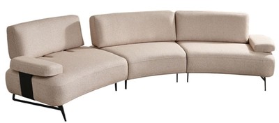 Gebogenes Luxus Wohnzimmer Sofa mit verstellbaren Rückenlehnen und Armlehnen Beige Schwarz
