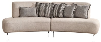 Gebogenes Luxus Wohnzimmer Sofa mit verstellbaren Rückenlehnen Beige Schwarz