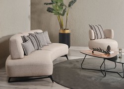 Casa Padrino sofá de lujo con respaldos regulables beige / negro 240 cm