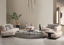 Casa Padrino sofá de lujo con respaldos regulables beige / negro 240 cm