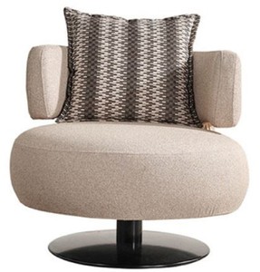 Runder Luxus Wohnzimmer Sessel Beige Schwarz