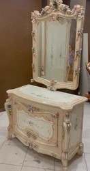 Casa Padrino cassettone barocco di lusso con specchio a parete beige / crema / multicolore