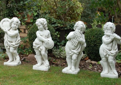 Casa Padrino set di 4 sculture decorative da giardino Art Nouveau grigio A. 70 cm